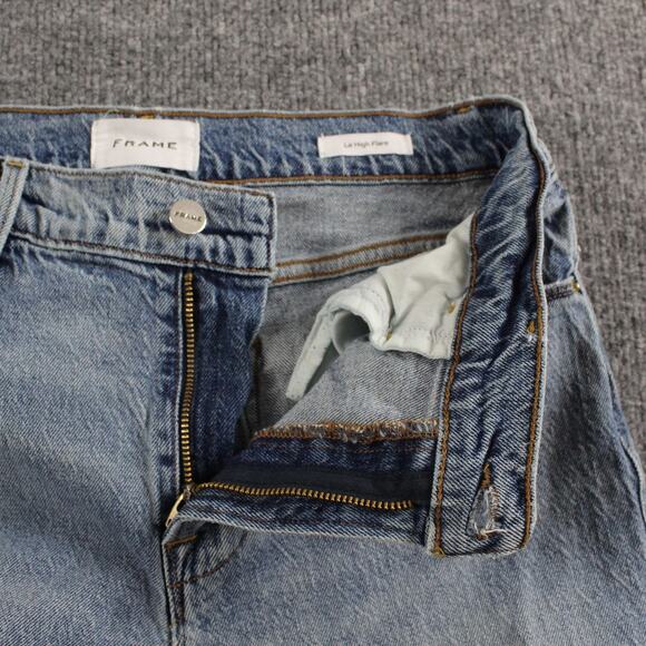 Frame Jeans Womens 29 Le High Flare Crystal Shores Rips Distressed Blue Boho - Picture 5 of 15